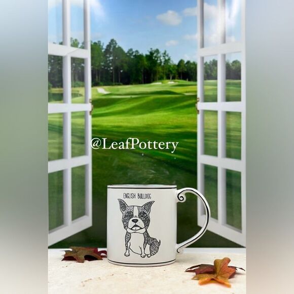 English Bulldog White/Turquoise  Ceramic  21oz  Mug - Picture 9 of 9